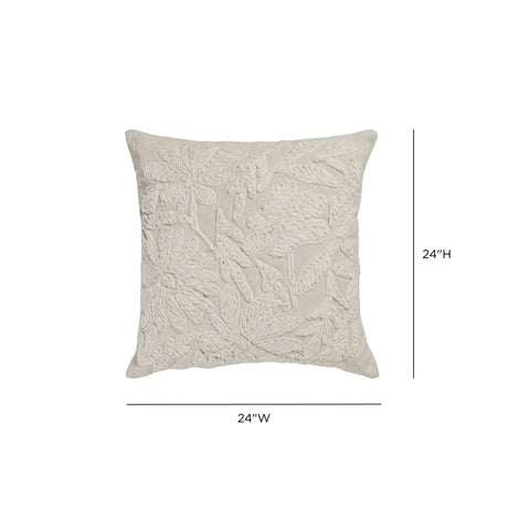 Tabitha 24" Euro Size Square Embroidered Throw Pillow - View 5