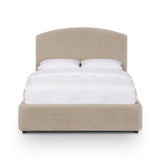 Leah chenille bed headboard padding and plush cushioned profile view