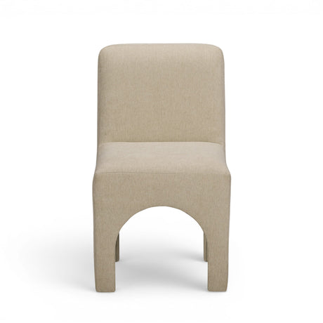 Tomlin Performance Chenille Dining Chair in Beige front elevation