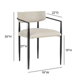 Forte Cream Linen Forged Iron Dining Chair - View 8