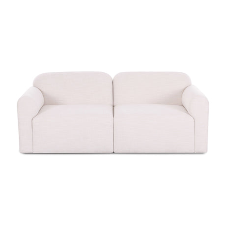 Gorge 81 inch modular loveseat upholstered in cream performance fabric front view