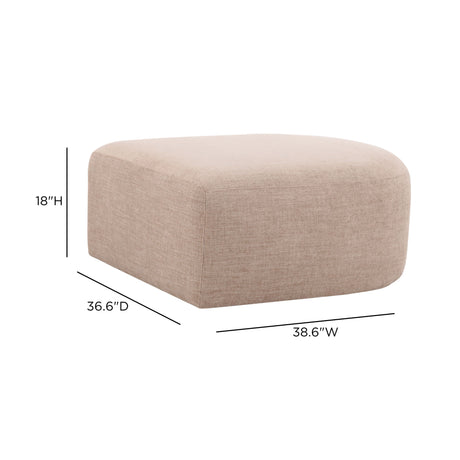 Lifestyle perspective of the Gorge performance fabric ottoman paired with modular sectional seating