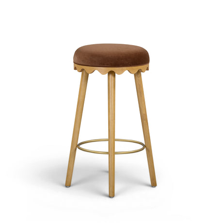 Oodle Performance Vegan Mohair Bar and Counter Stool stainless steel footrest support ring detail