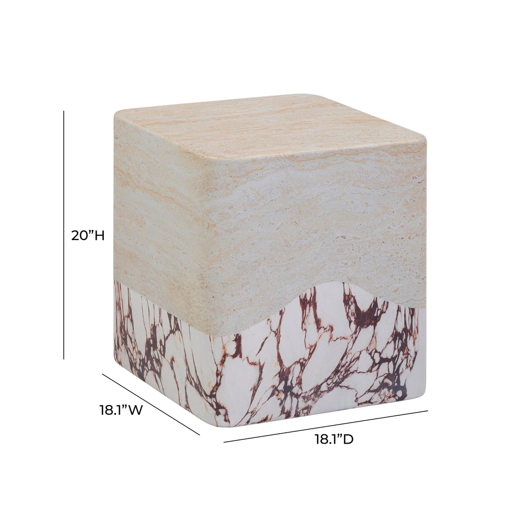 Brut Faux Travertine & Breccia Concrete Indoor / Outdoor Side Table dimensions