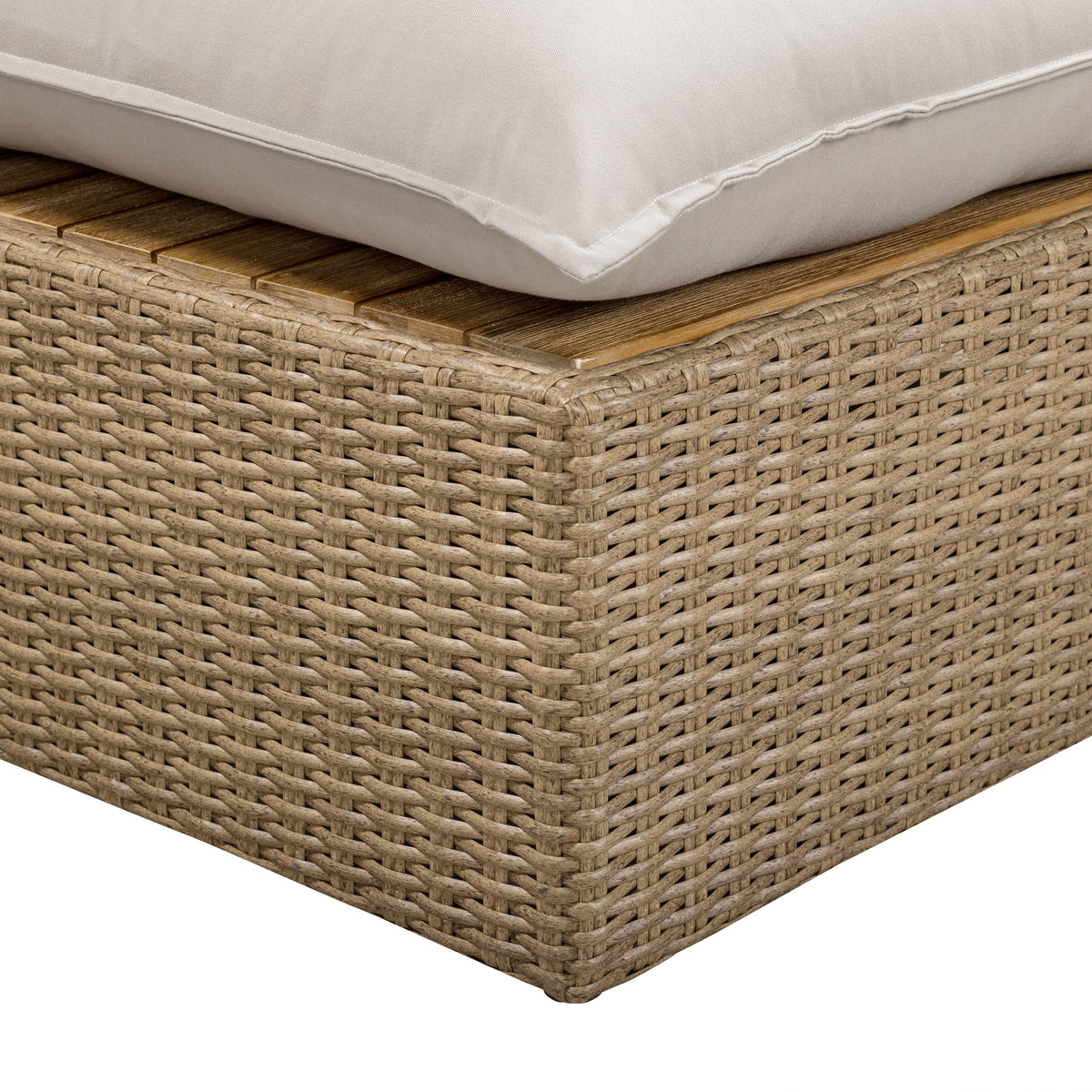Rear angle of Grey and Brown Wicker Cali Outdoor Modular Ottoman
