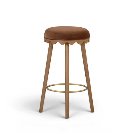 Oodle Performance Vegan Mohair Bar and Counter Stool bottom underside view with protective floor glides