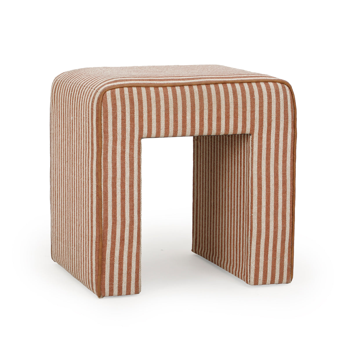 Terracotta Byron Square Cotton Jute Ottoman styled in modern living room