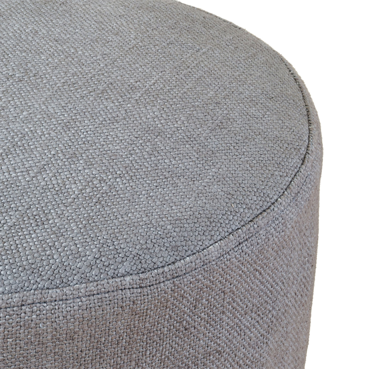 Elsie Grey Linen Upholstered Pouf - View 4