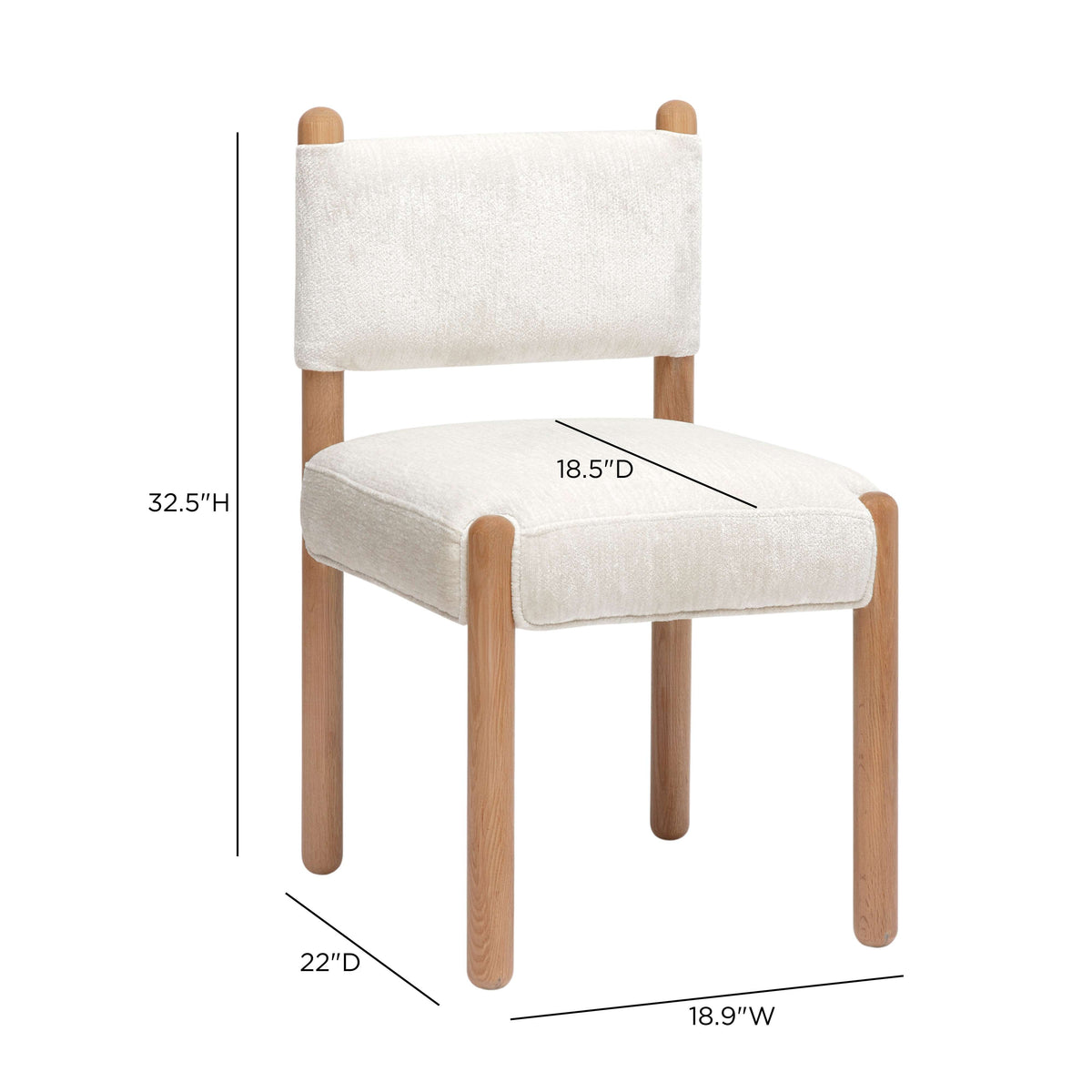 Complete dining room setting highlighting the Bruno straight back dining chair