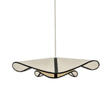Front angle view of the Chapeau Du Matin overhead pendant light in neutral fabric finish