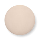 Neutral floral Tassy Round Ottoman angled perspective showing patterned upholstery