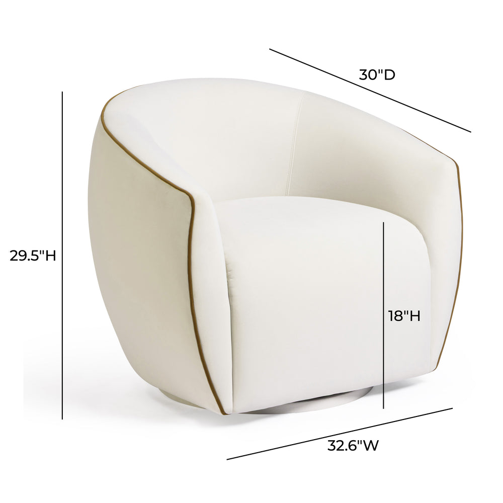 Jordan Contrast Piping Velvet Swivel Chair dimensions