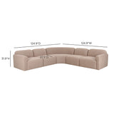 Back profile of the Gorge modular corner sectional displaying tailored fabric upholstery