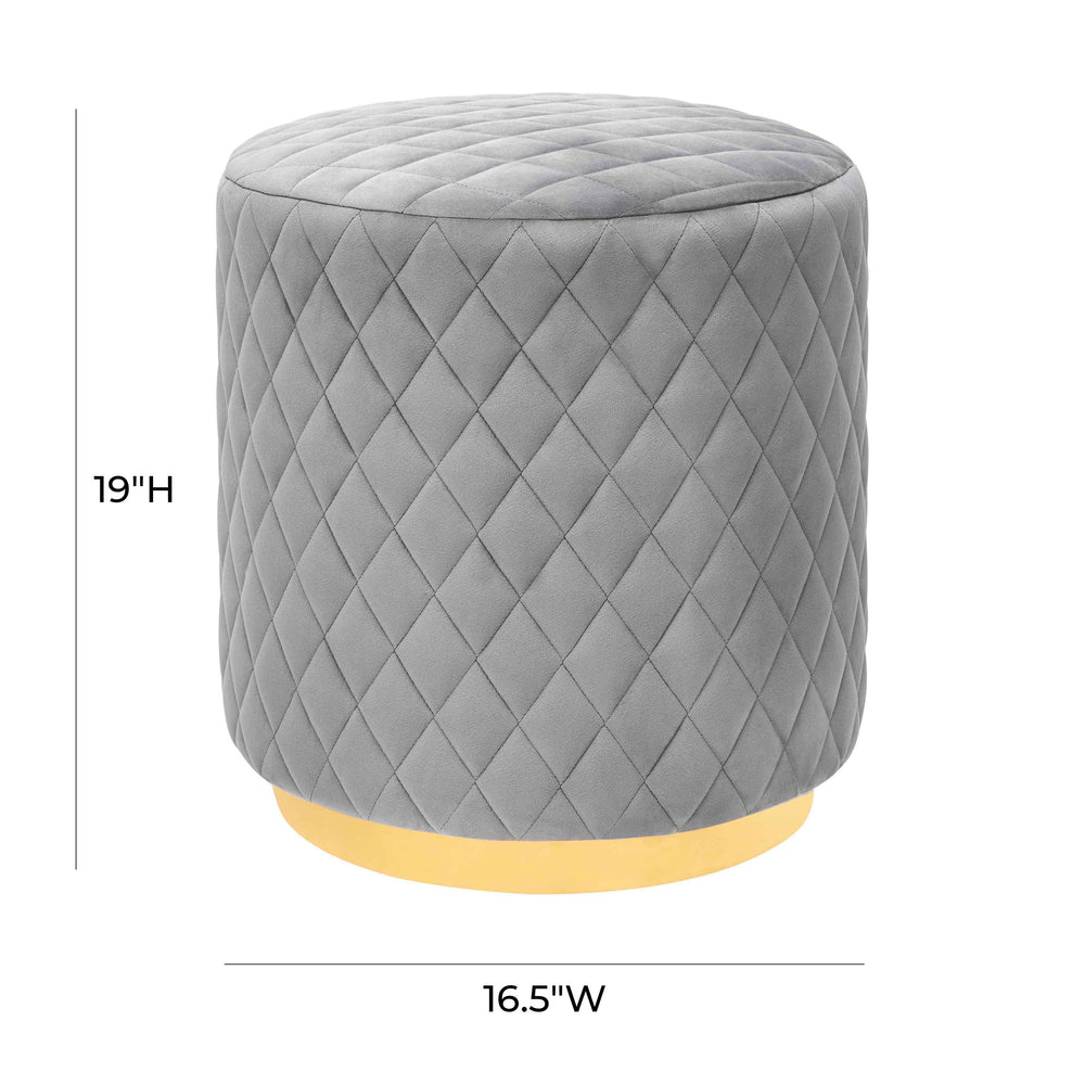 Abir Grey Velvet Ottoman dimensions