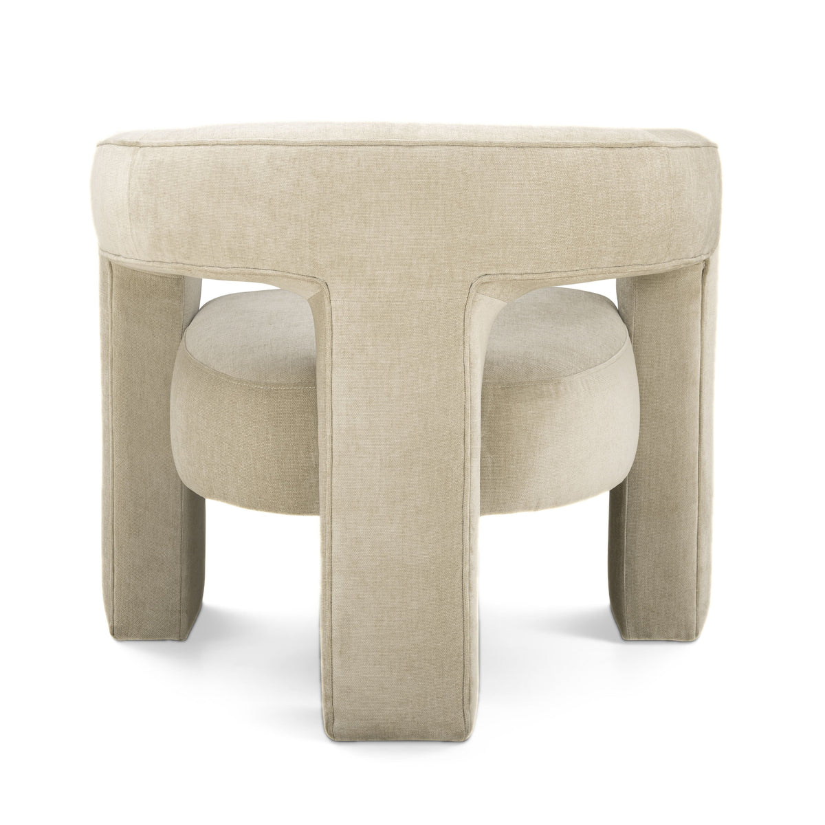 Open back cutout detail of the Malone velvet accent chair