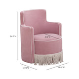 Passe Tasseled Velvet Swivel Accent Chair in Pink rotating swivel mechanism base