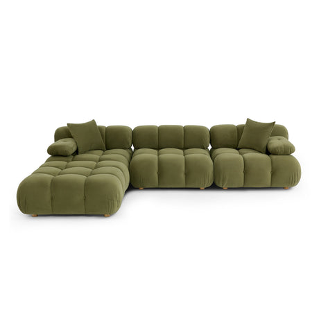 Calliope modular sectional showing curved corner chair profile and plush foam cushioning