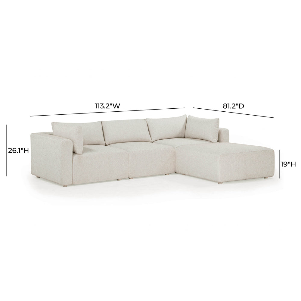Hangover 4-Piece Cream Outdoor Modular Sectional dimensions
