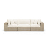 Cali 120-inch performance fabric and wicker outdoor sofa front full view