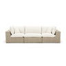 Cali 120-inch performance fabric and wicker outdoor sofa front full view