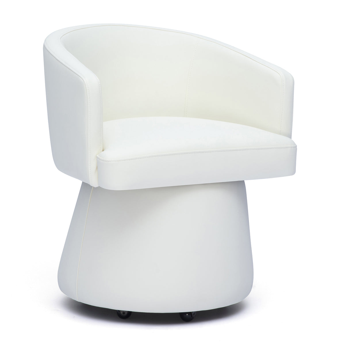 Kristen Rolling Desk Chair in Taupe rear curve angle