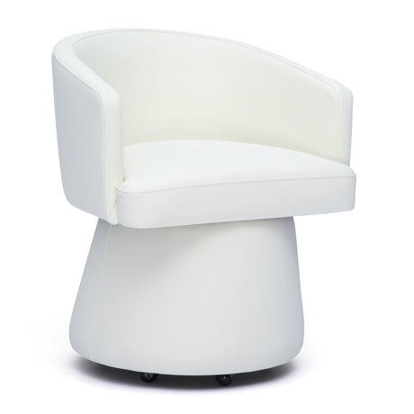 Kristen Rolling Desk Chair in Taupe rear curve angle