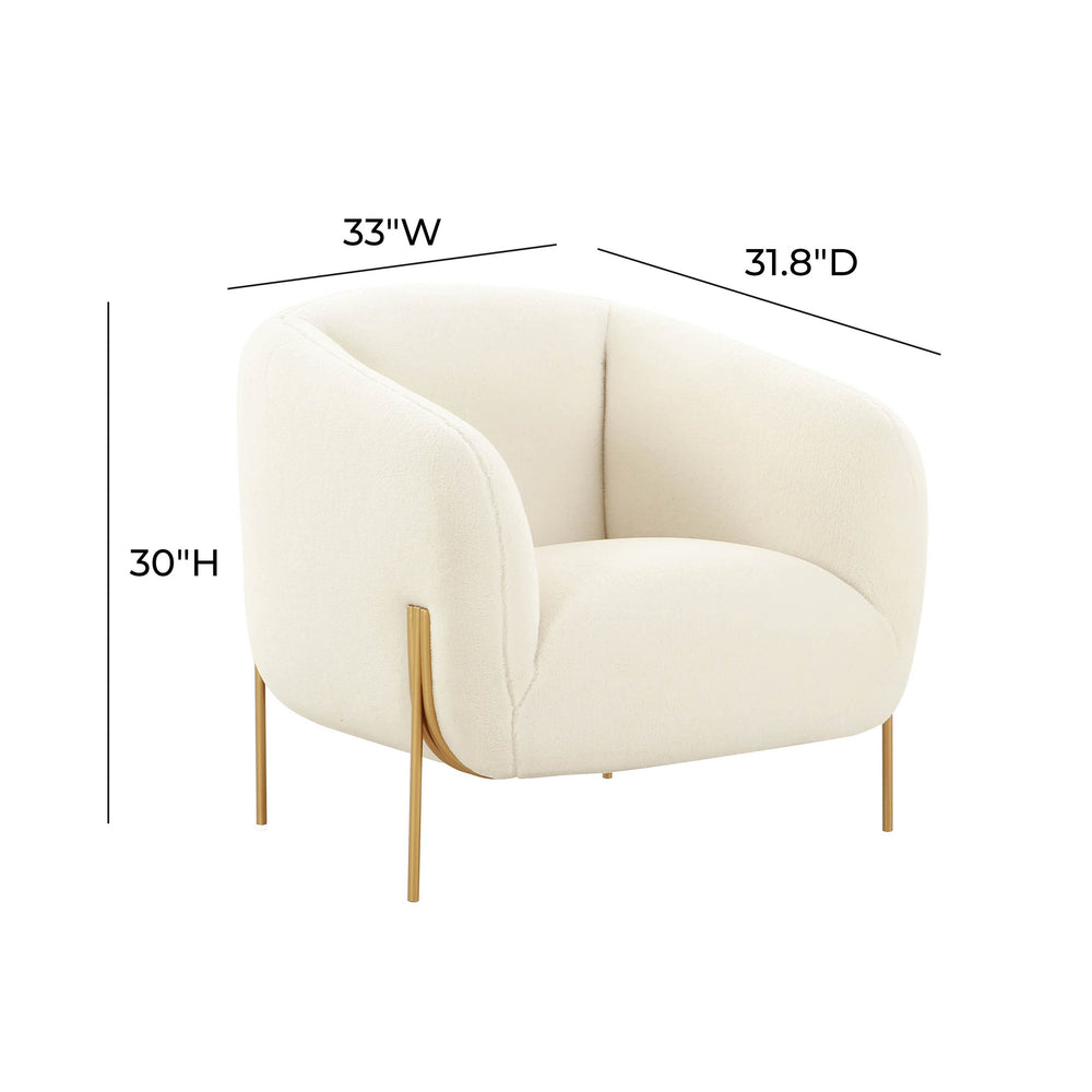 Kandra Cream Shearling Accent Chair dimensions