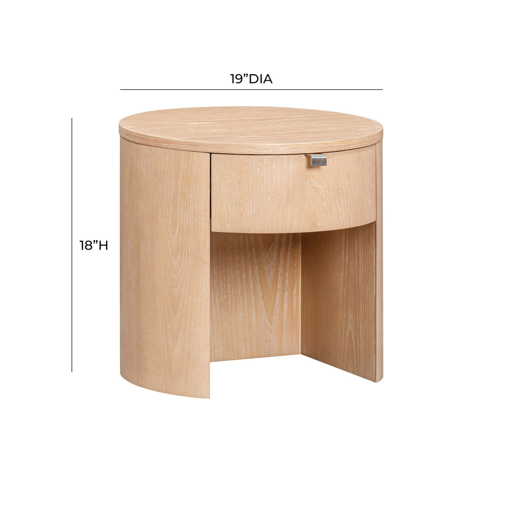 Marlow 19" Wood Round Nightstand With Drawer dimensions