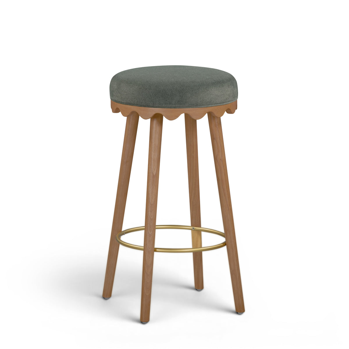 Oodle Performance Vegan Mohair Bar and Counter Stool front perspective in bright open space