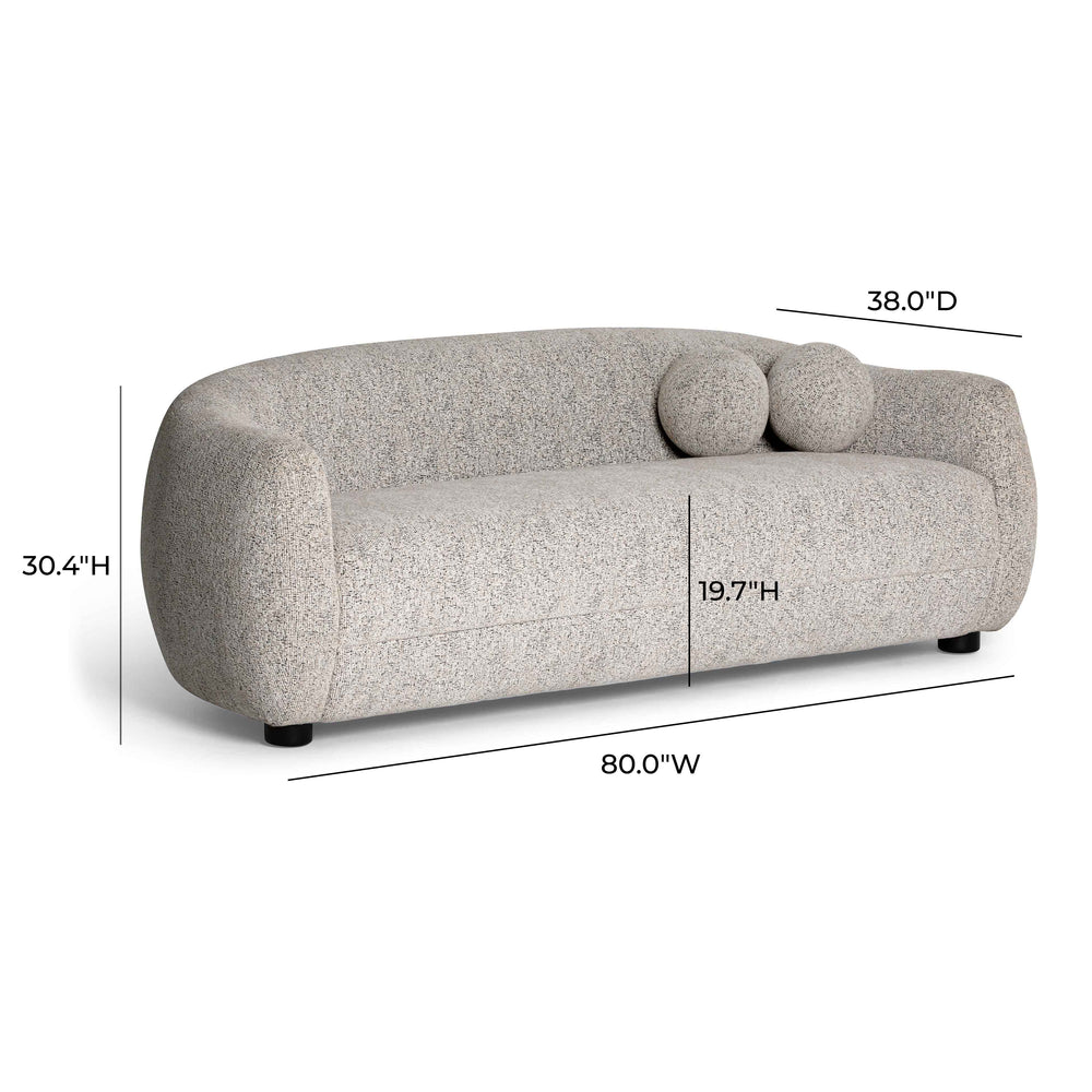 Judy 80" Black and White Woven Fabric Sofa dimensions