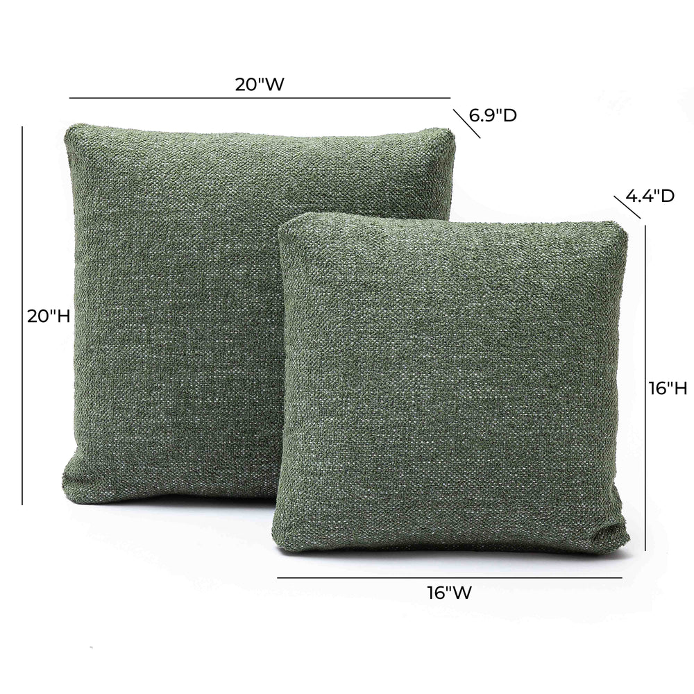 Malolo Green Basketweave Square Vegan-Down Pillow Cover (16"-20") dimensions