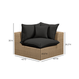 Poolside patio setting featuring the Cali outdoor corner chair with coffee table