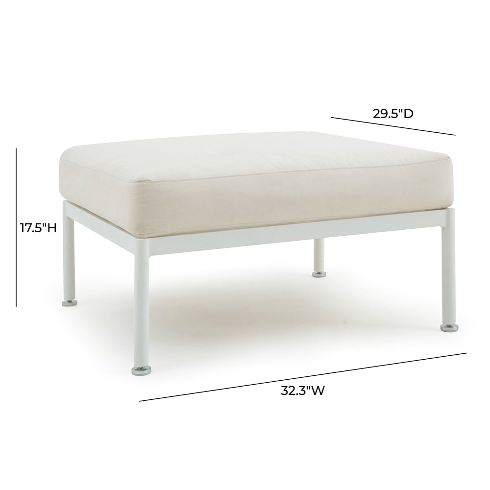 Dunes Cream Outdoor Ottoman dimensions