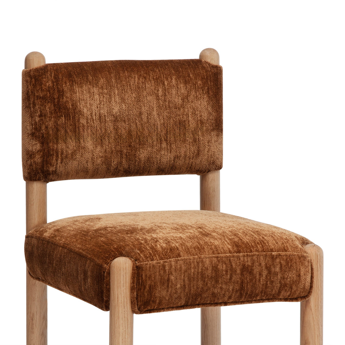Close up of thick long pile performance chenille dining chair fabric