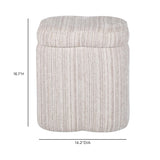 Top-down perspective of the cushioned seat on the Lilou cream storage ottoman