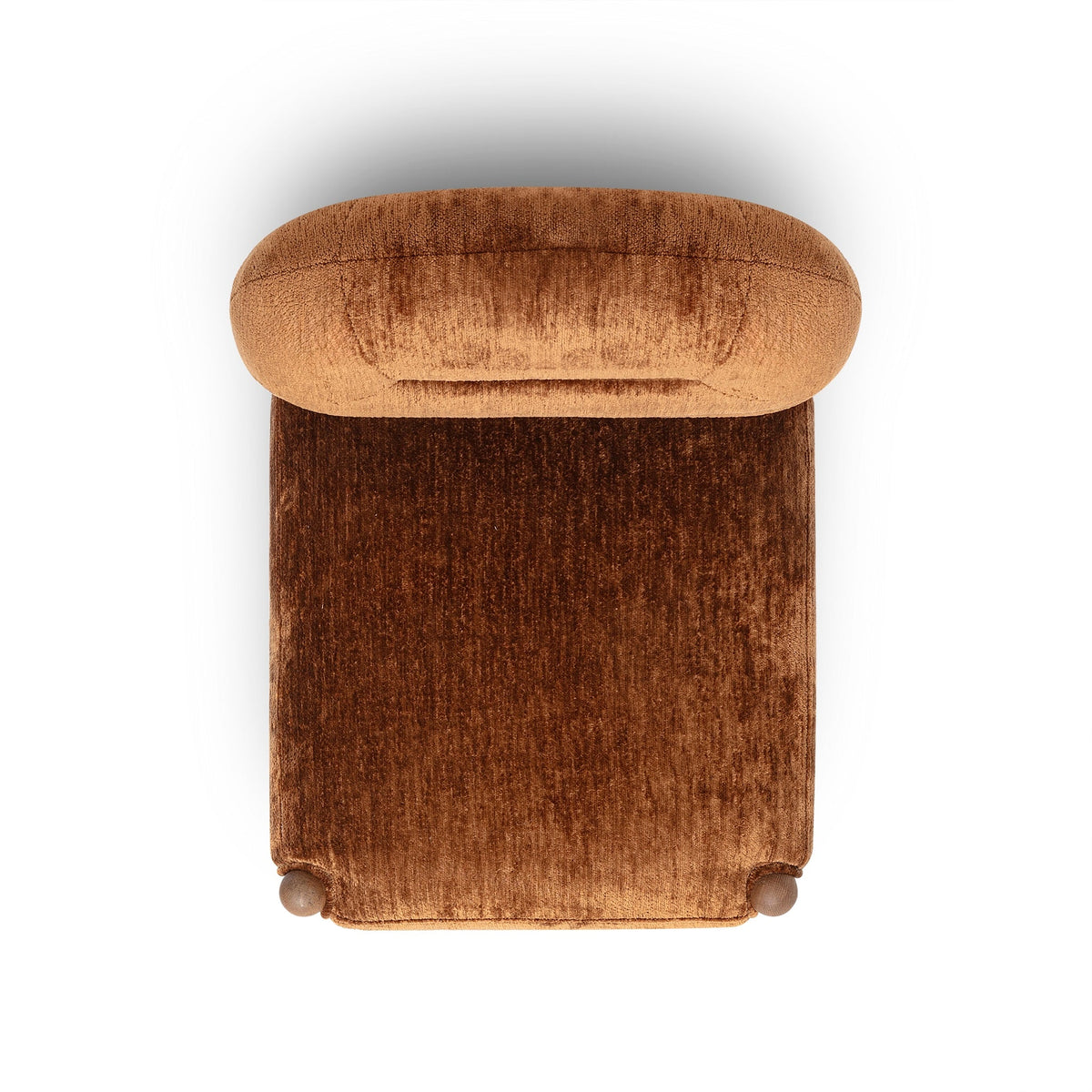 Detailed shot of solid oak legs with protective floor glides on Bruno dining chair