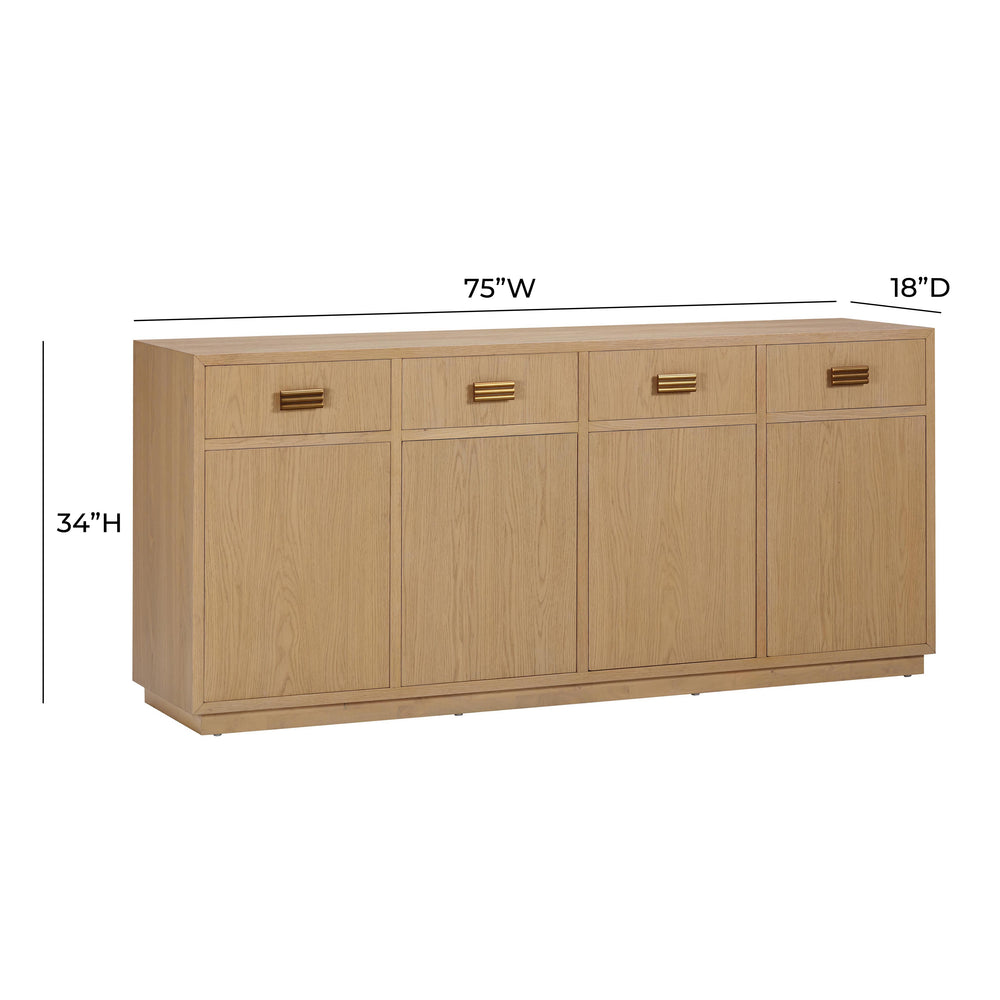 Aria 75" Oak Buffet dimensions