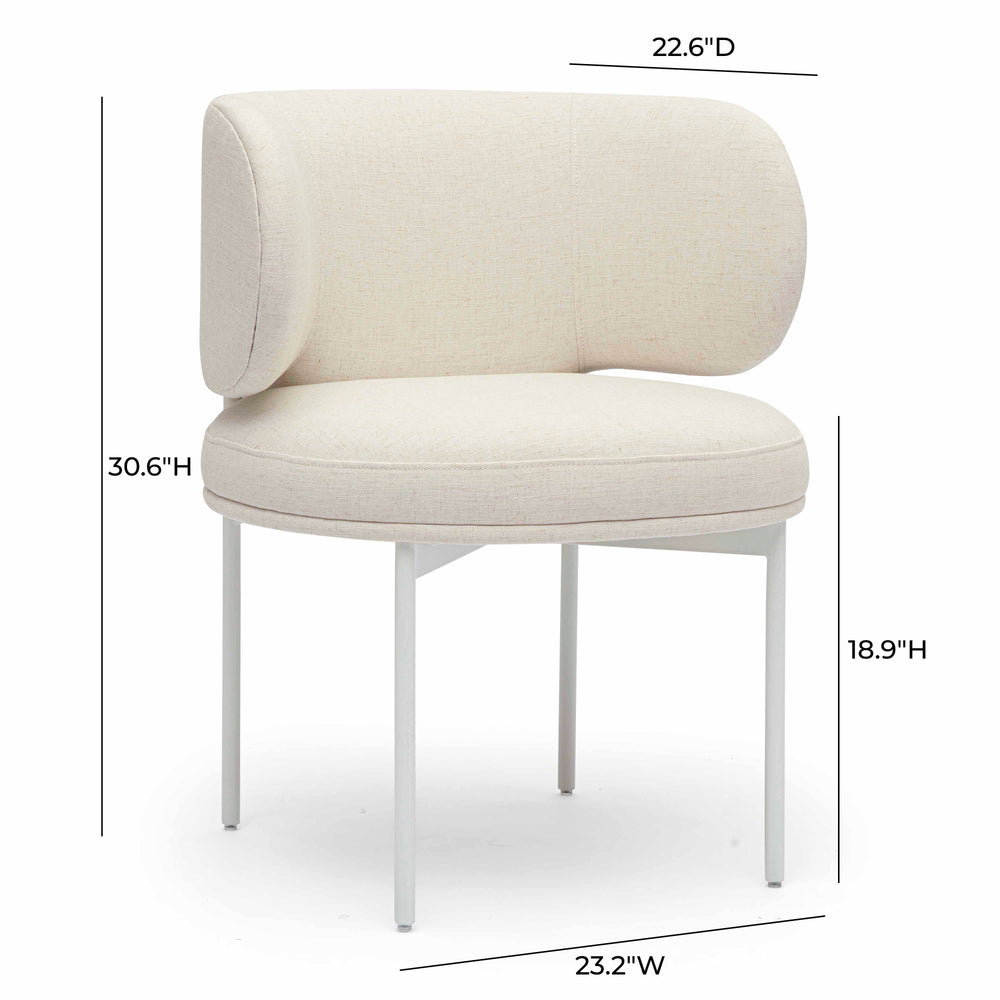 Maureen Cream Performance Upcycled Linen Dining Chair dimensions