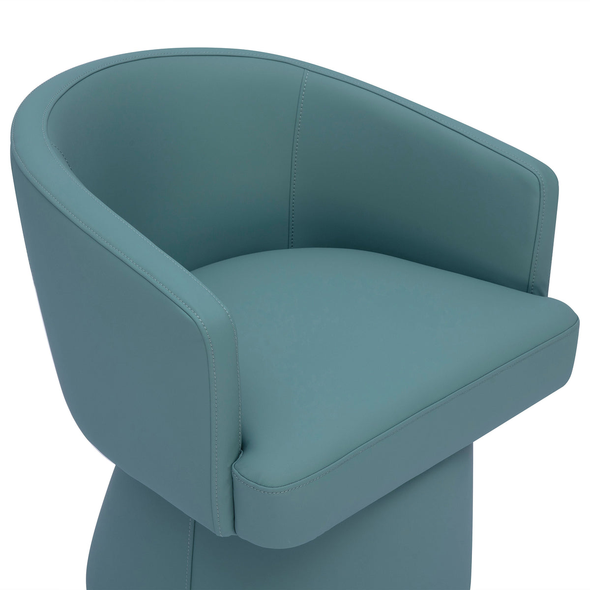 Kristen Rolling Desk Chair in Sea Foam Green rear barrel backrest