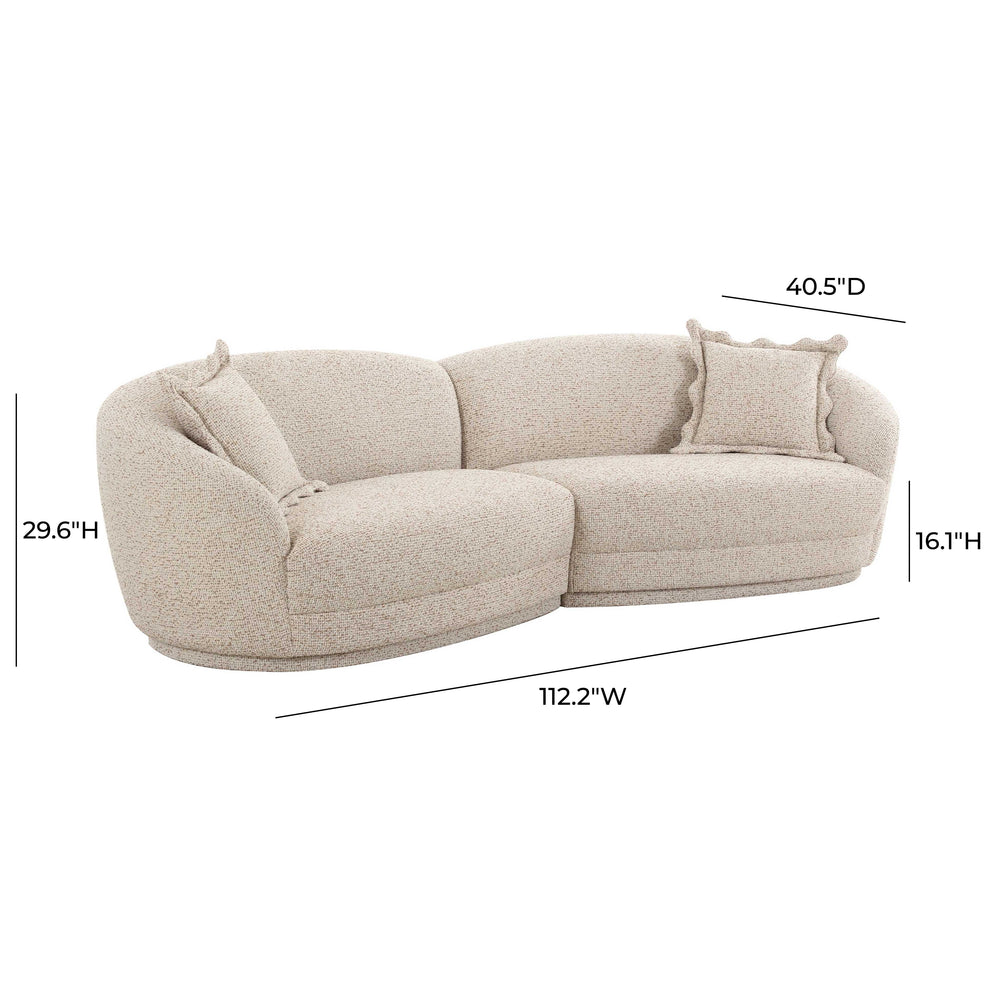 Marion 2-Piece Two-Tone Textured Boucle Sectional dimensions