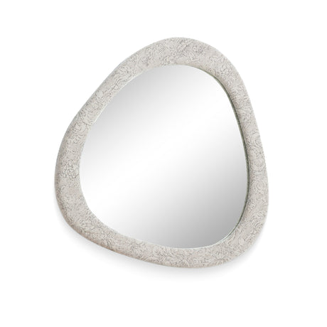 Klaryss Jacquard Wall Mirror close-up showing woven floral pattern texture and frame profile