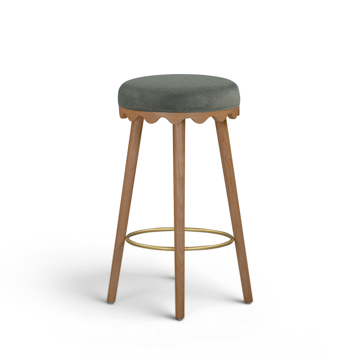 Oodle Performance Vegan Mohair Bar and Counter Stool ergonomic rounded seat shape view