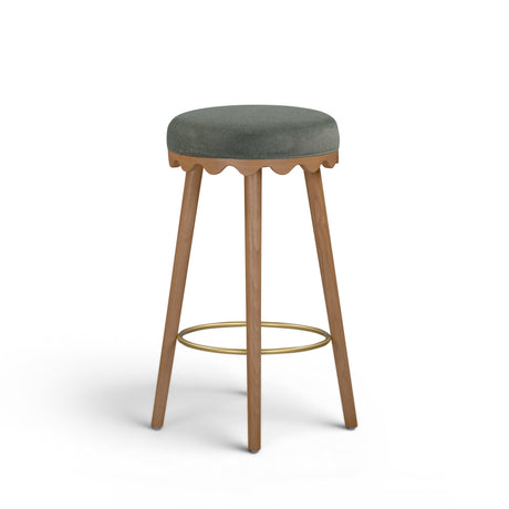 Oodle Performance Vegan Mohair Bar and Counter Stool ergonomic rounded seat shape view