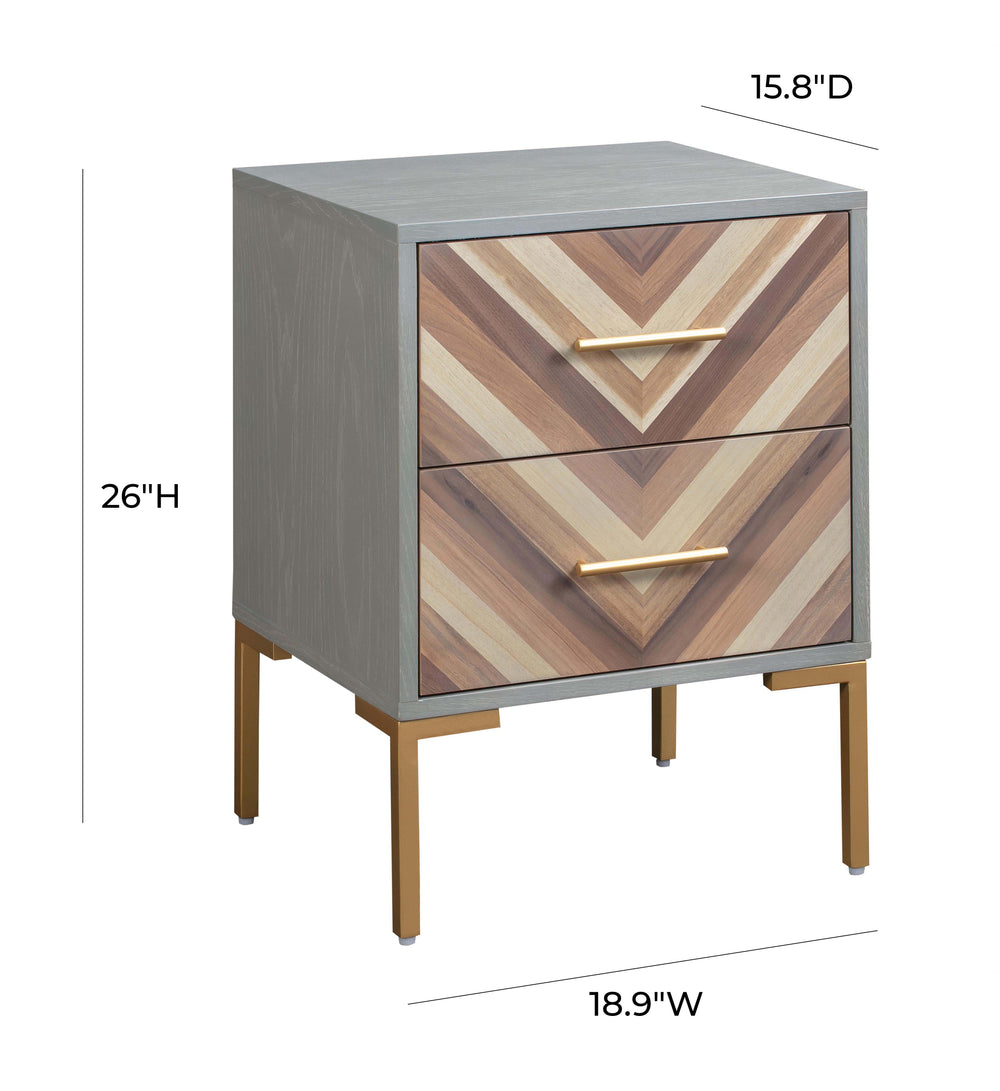 Quinn 19" Grey 2-Drawer Side Table dimensions