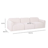 Side profile view of the Gorge 116-inch modular sofa showing seat depth