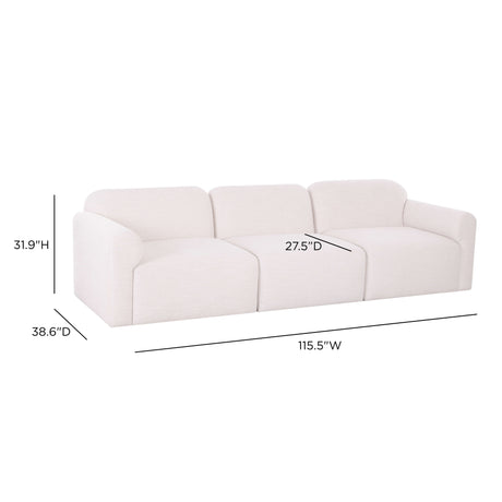 Side profile view of the Gorge 116-inch modular sofa showing seat depth