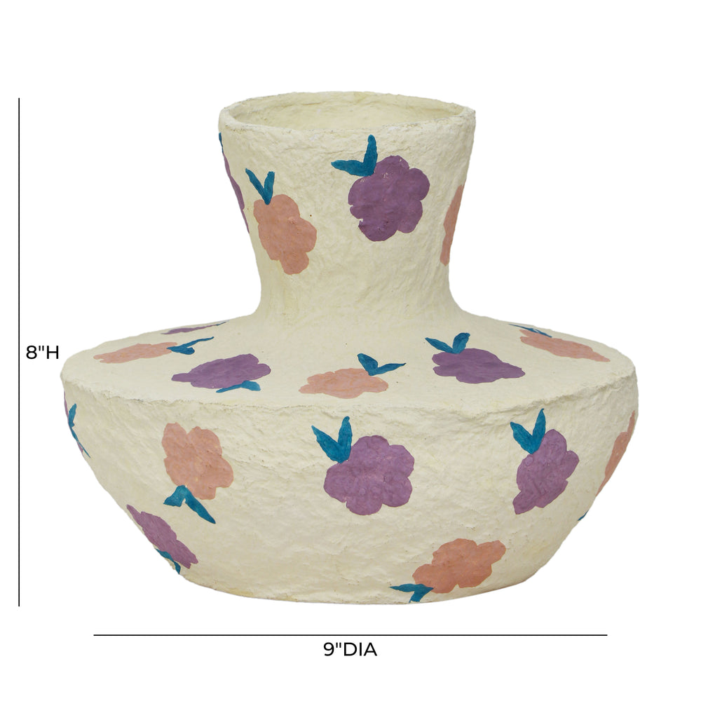 Cotton Mache Vase in Spring Blossoms dimensions