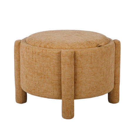 Bellamy Railroad Chenille Storage Stool styled in contemporary bedroom setting