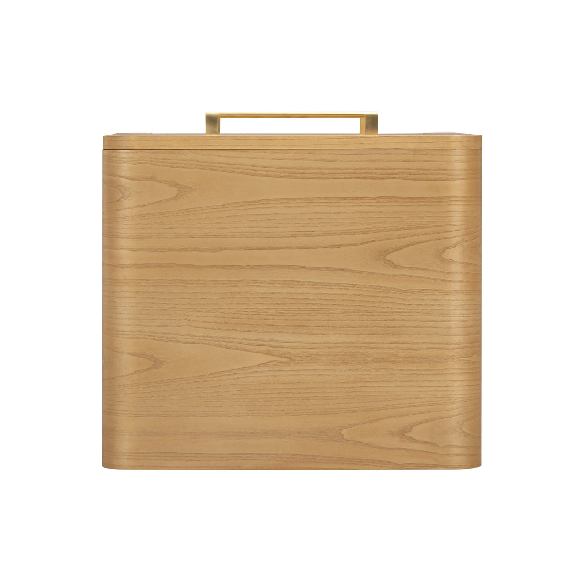 Side profile of the Marissa ash nightstand highlighting smooth rounded edges