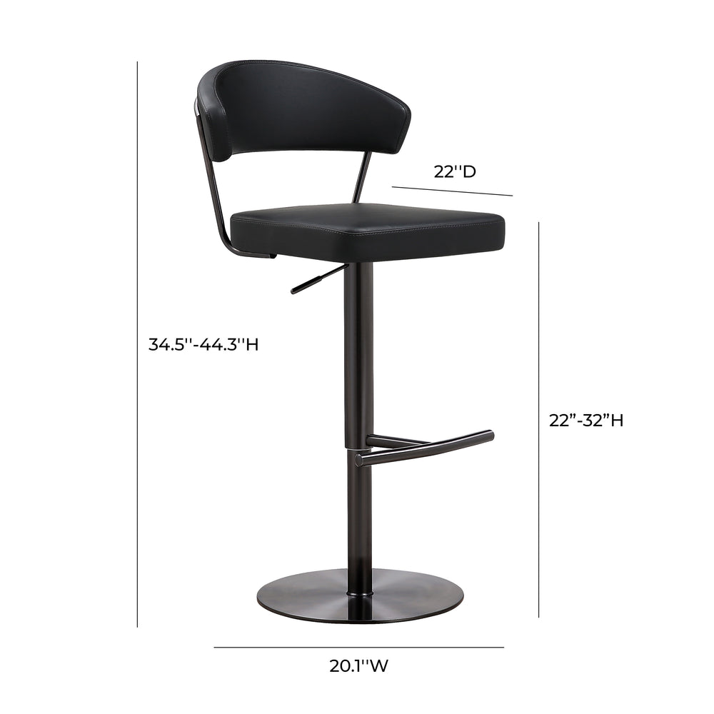 Cosmo Black Performance Vegan Leather on Black Steel Barstool dimensions
